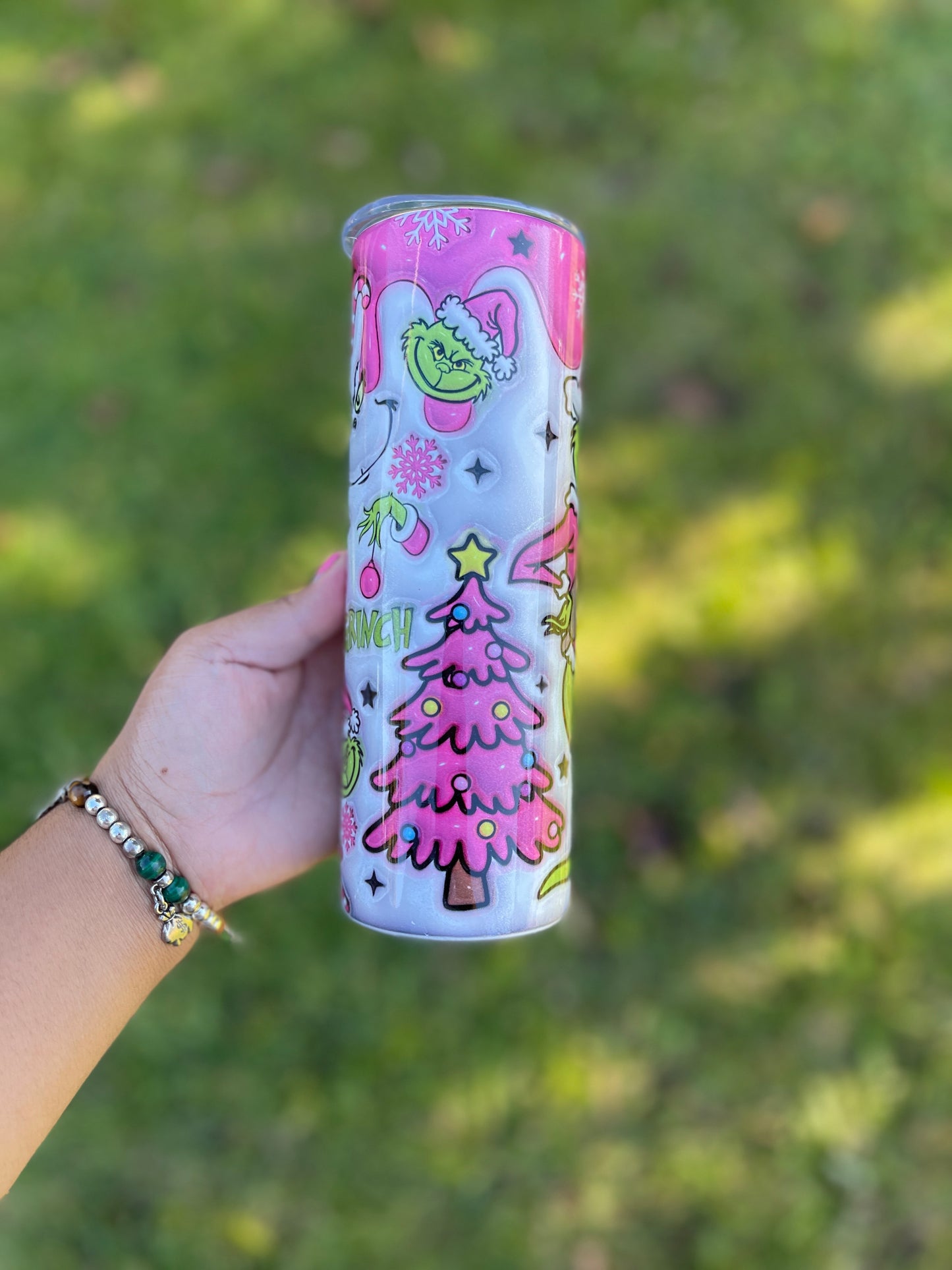 Glitter pink grinchy