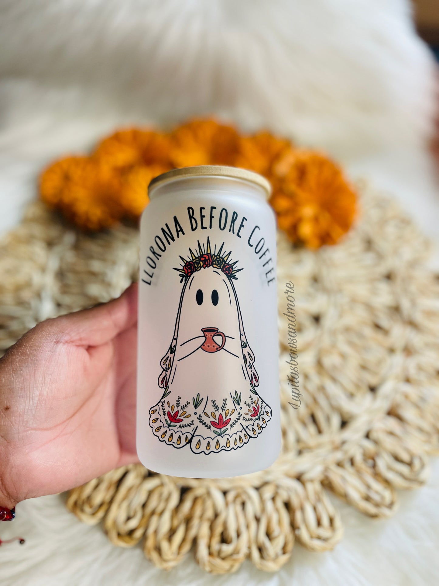 Frosted glass llorona before coffee