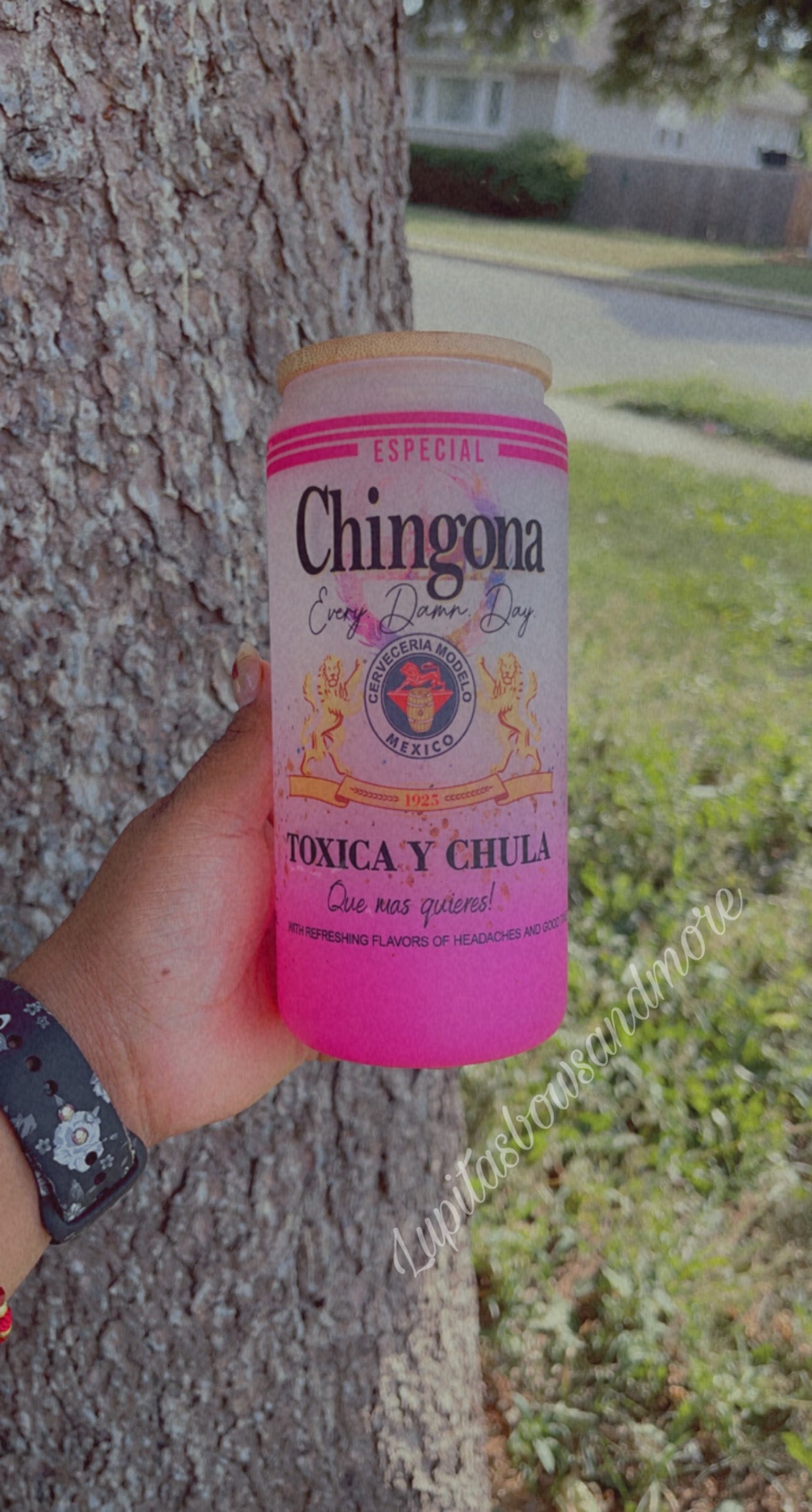 Chingona pink glass