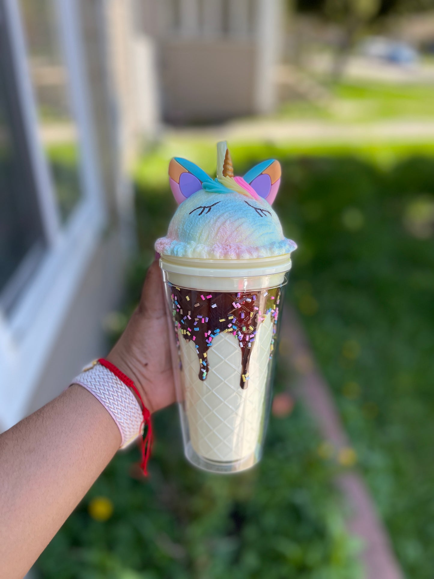 Yellow unicorn tumbler